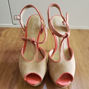 Aldo Suede T-Strap Platform Heels